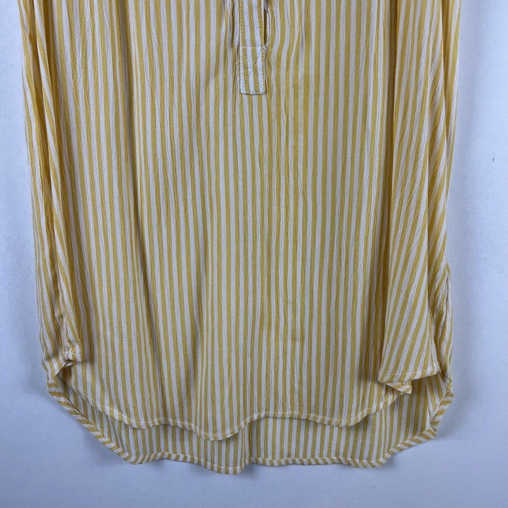 Beach Lunch Lounge Shirt Womens XS Yellow White Stripe Blouse Top - Picture 3 of 9
